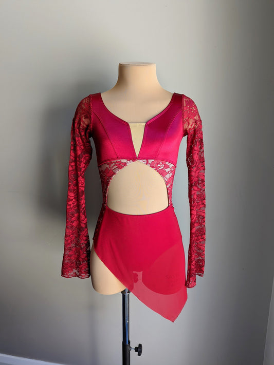 Ethereal Leo - Burgundy Satin & Lace 