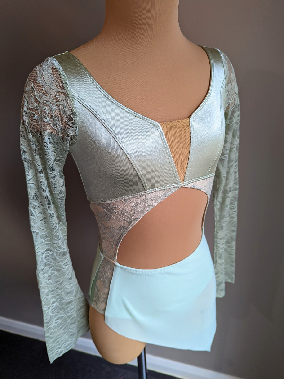 Ethereal Leo - Vintage Sage Satin & Lace 