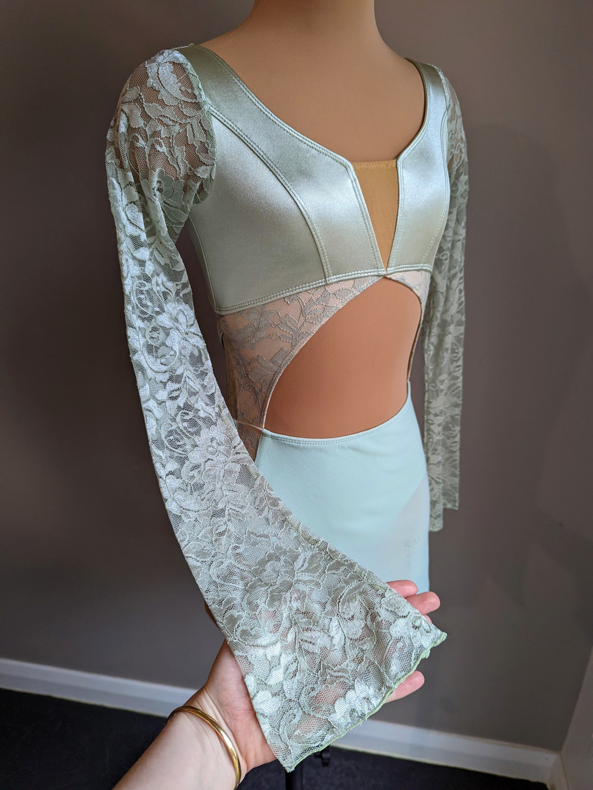 Ethereal Leo - Vintage Sage Satin & Lace 