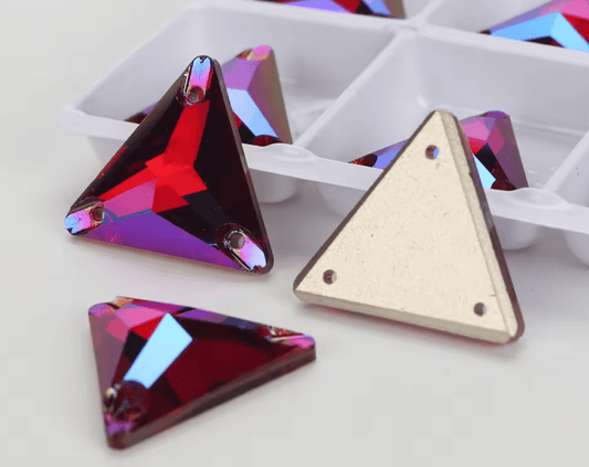 Premium Ultra Glass Dark Siam AB Triangles Rhinestones & Flatbacks
