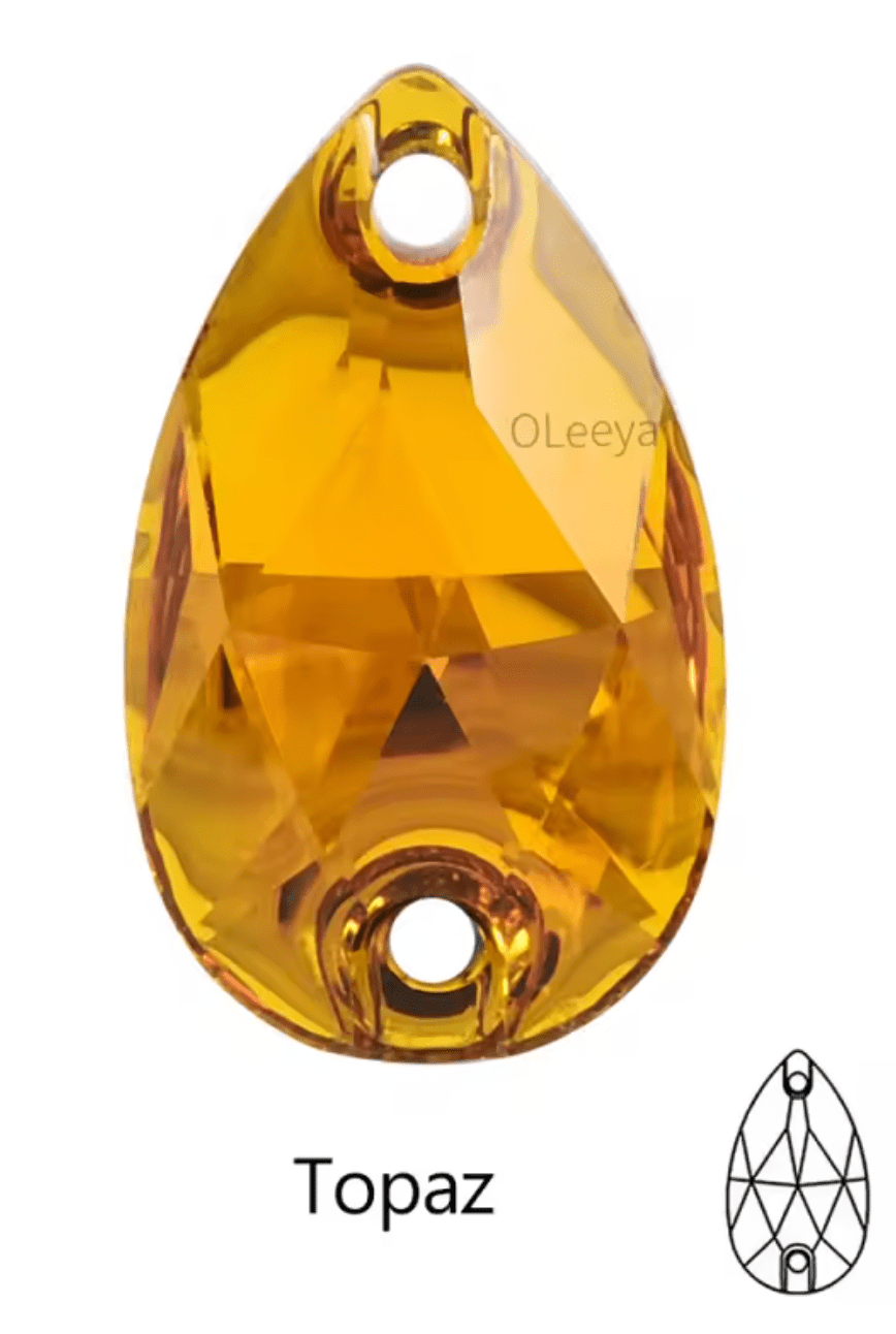 Light Topaz Resin Tear drops Rhinestones & Flatbacks