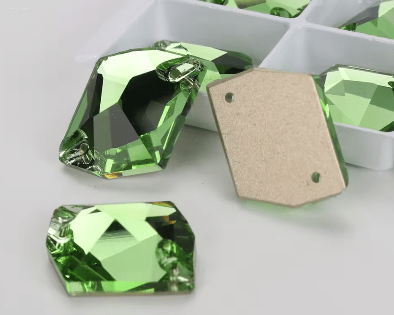Ultra premium Peridot Glass Squashed Square Rhinestones & Flatbacks