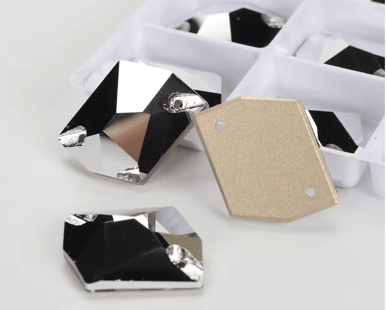 Ultra premium Silver Glass Squashed Square Rhinestones & Flatbacks