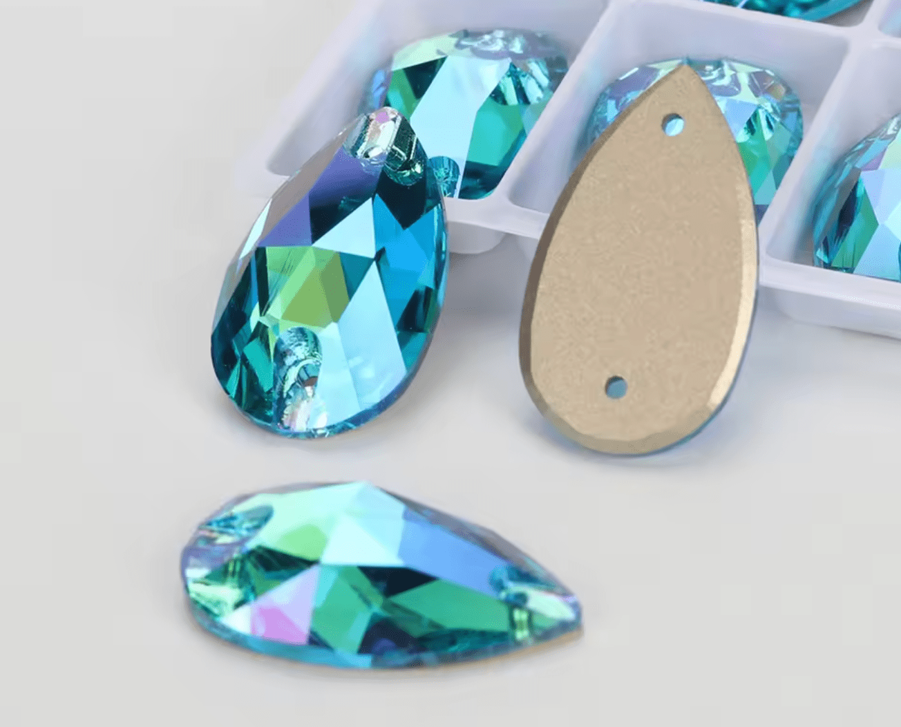 Ultra Premium Aquamarine AB Glass Tear Drops Rhinestones & Flatbacks