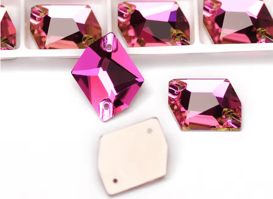 Ultra premium Rose Glass Squashed Square Rhinestones & Flatbacks