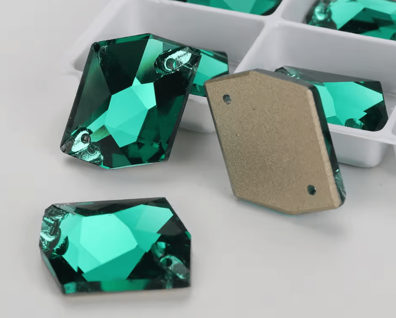 Ultra premium Emerald Glass Squashed Square Rhinestones & Flatbacks