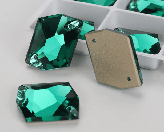 Ultra premium Emerald Glass Squashed Square Rhinestones & Flatbacks