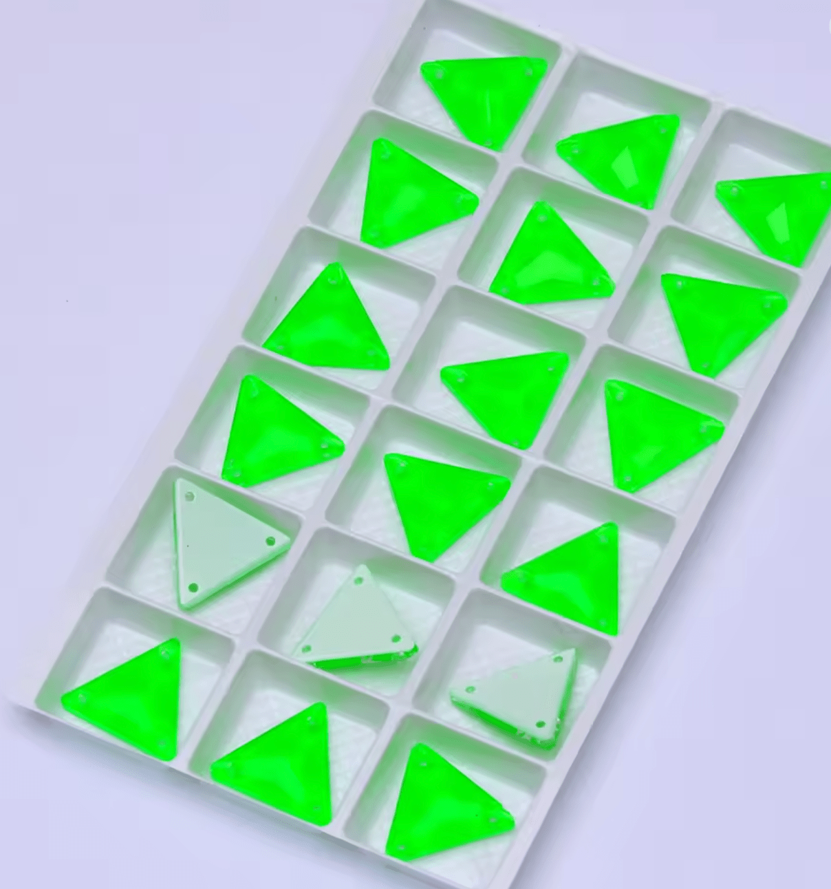 Lime Neon Glass Triangles Rhinestones & Flatbacks