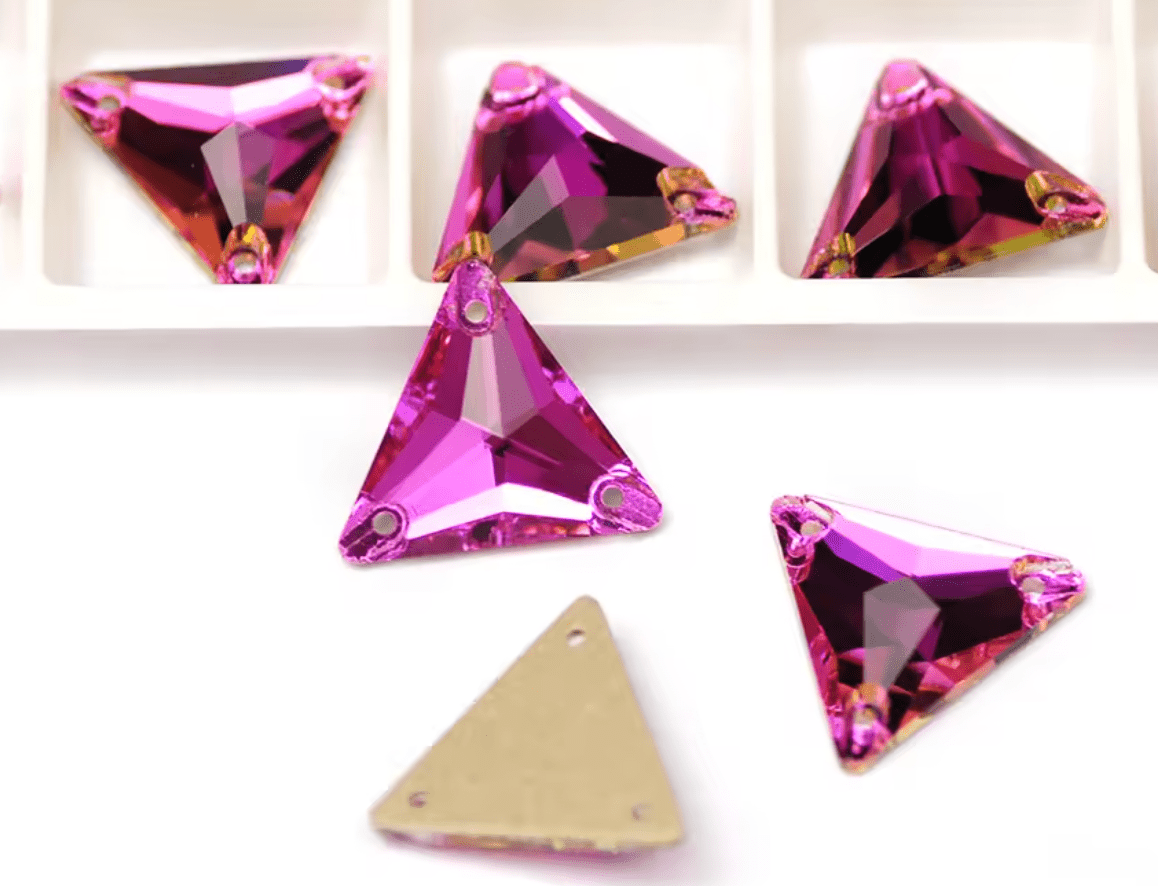 Premium Ultra Glass Rose Triangles Rhinestones & Flatbacks