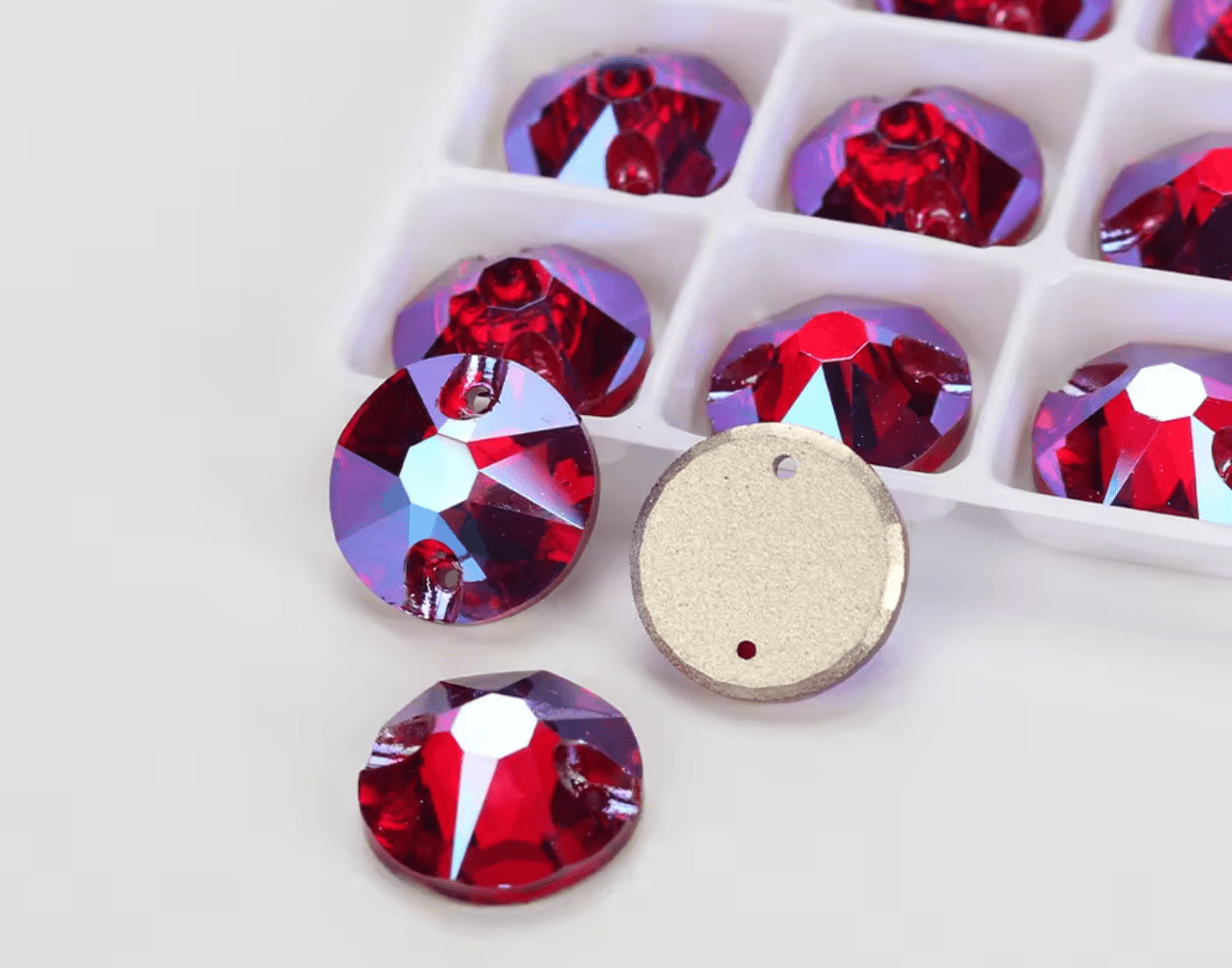 Premium Ultra Glass Dark Siam AB Xirius Rivoli Rhinestones & Flatbacks