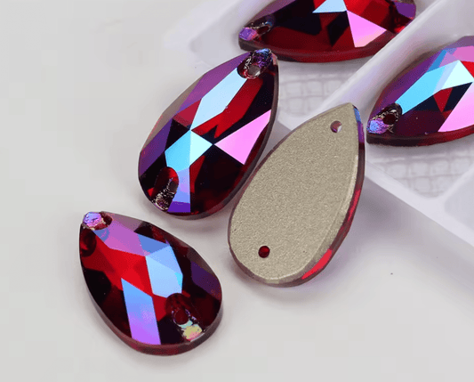 Premium Ultra Glass Dark Siam AB Tear Drops Rhinestones & Flatbacks