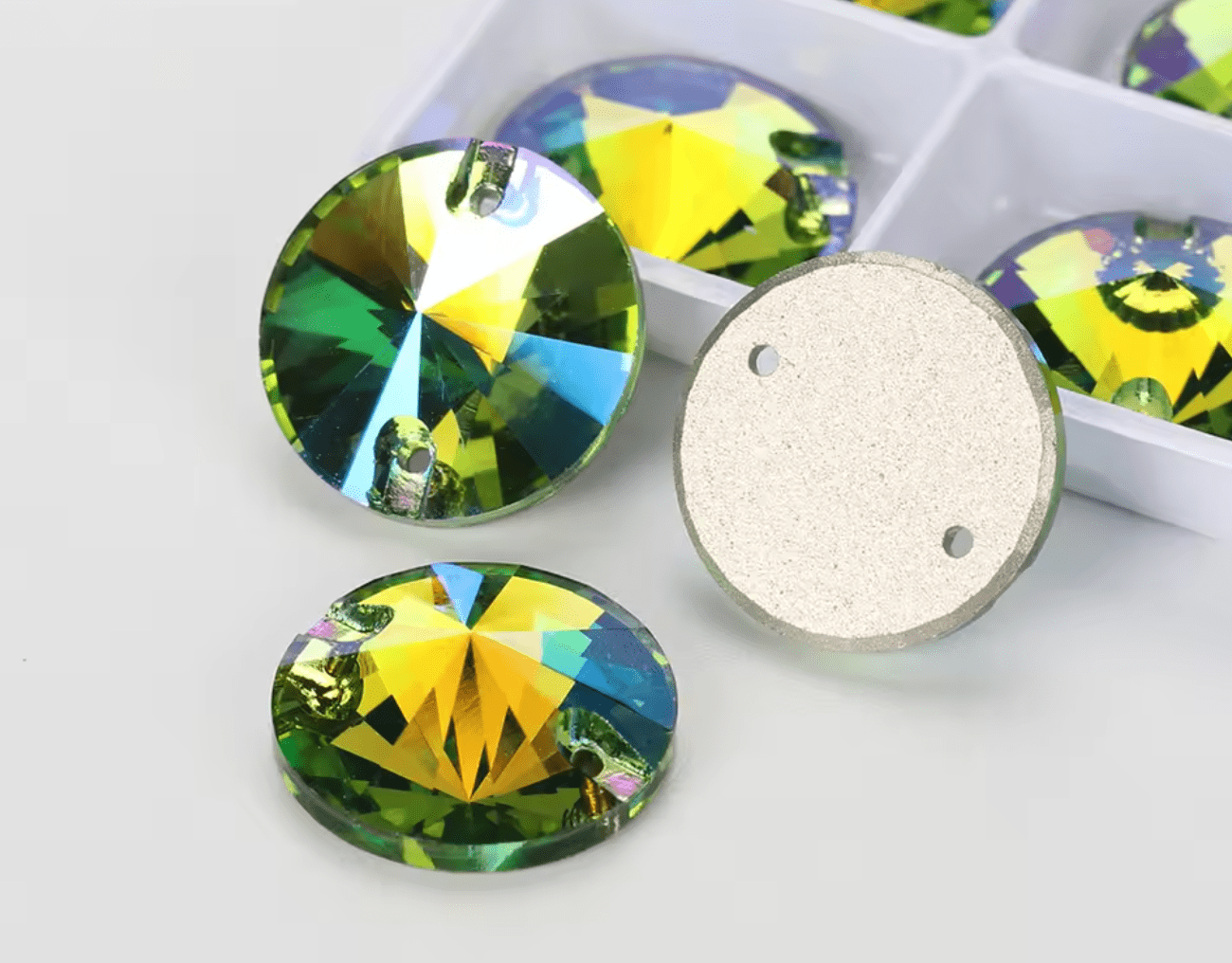 Premium Ultra Glass Peridot AB Rivoli Rhinestones & Flatbacks