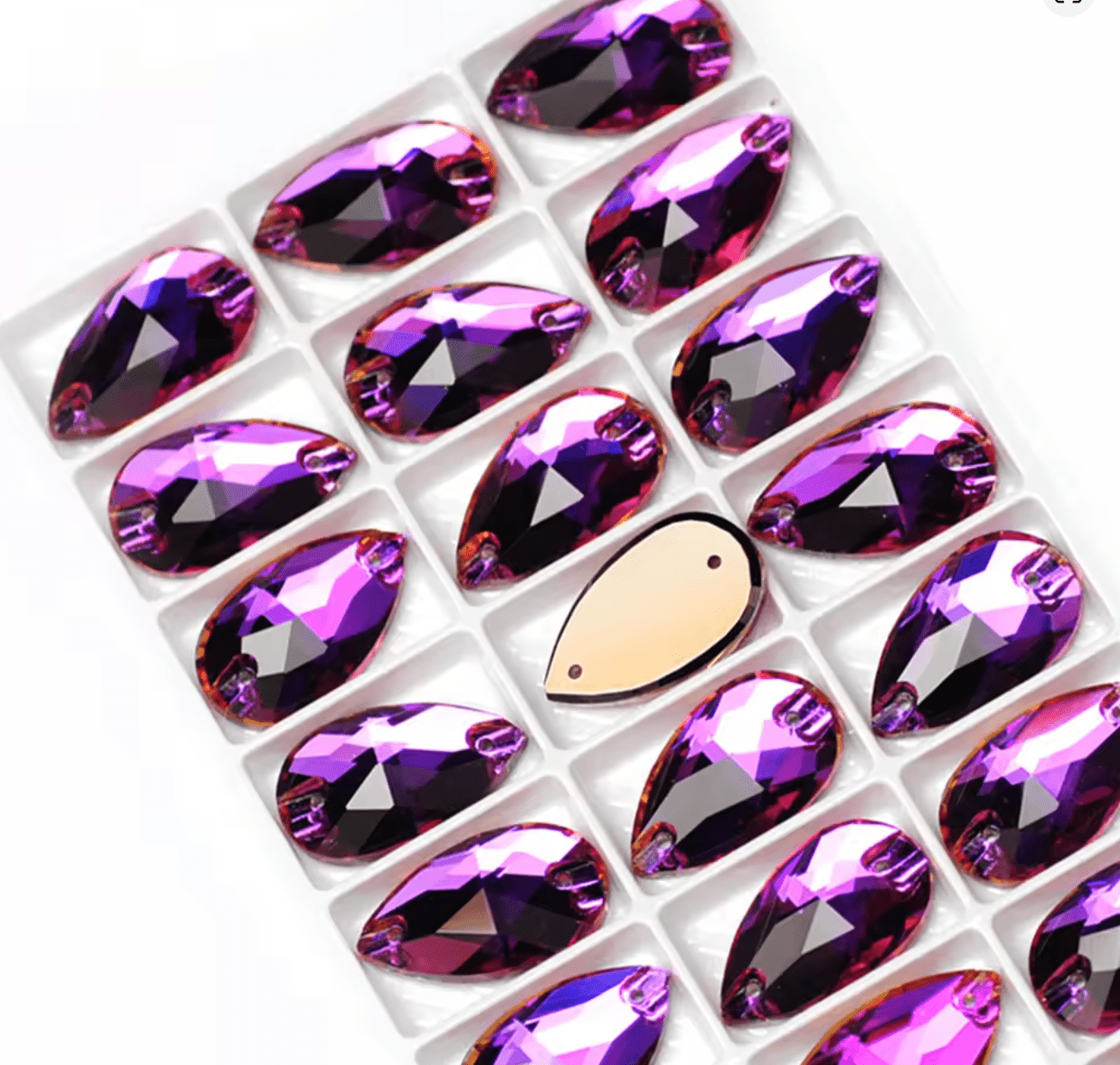 Premium Ultra Glass Heliotrope Purple Tear Drops Rhinestones & Flatbacks