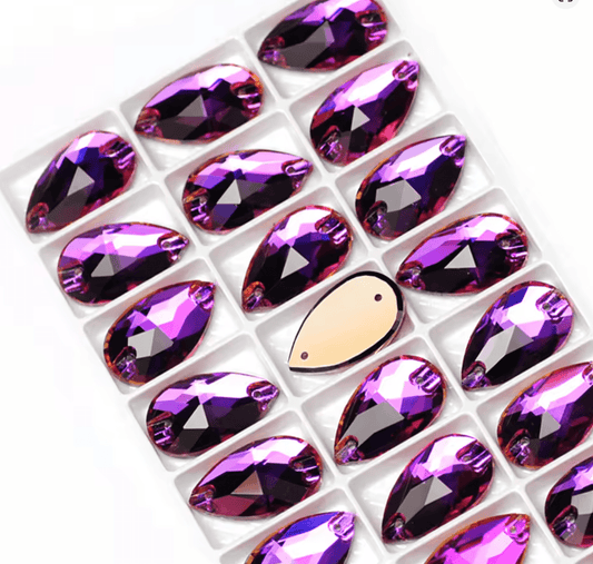 Premium Ultra Glass Heliotrope Purple Tear Drops Rhinestones & Flatbacks