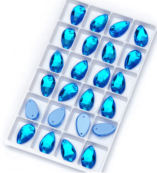 Electric Blue DeLite Tear Drops - Glass Rhinestones & Flatbacks
