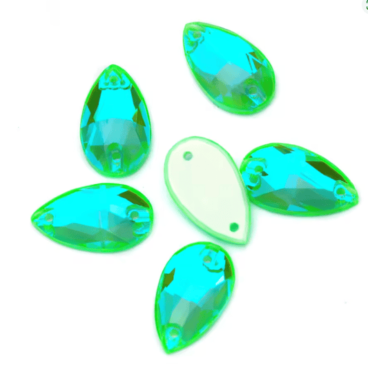 Electric Green DeLite Tear Drops - Glass Rhinestones & Flatbacks