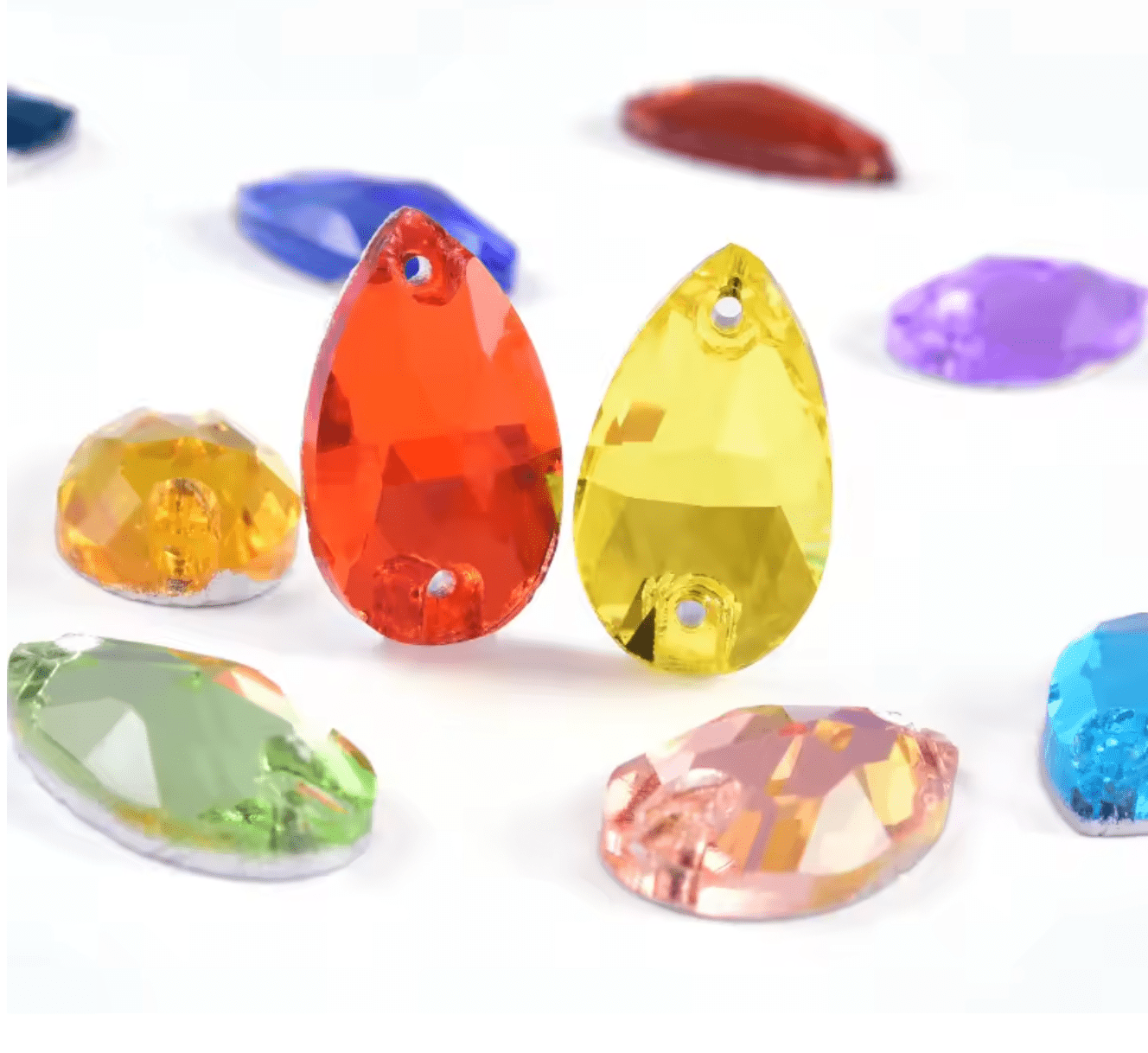 Standard Peridot Glass Teardrop Rhinestones & Flatbacks