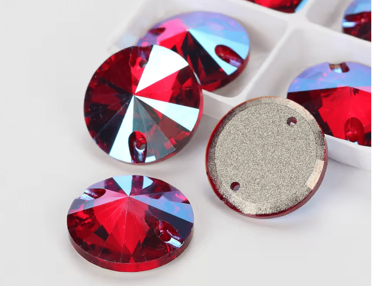 Premium Ultra Dark Siam AB Glass Rivoli Rhinestones & Flatbacks