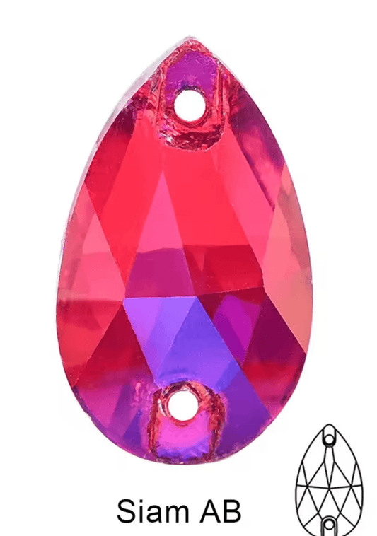 Standard Siam AB Glass Teardrop Rhinestones & Flatbacks