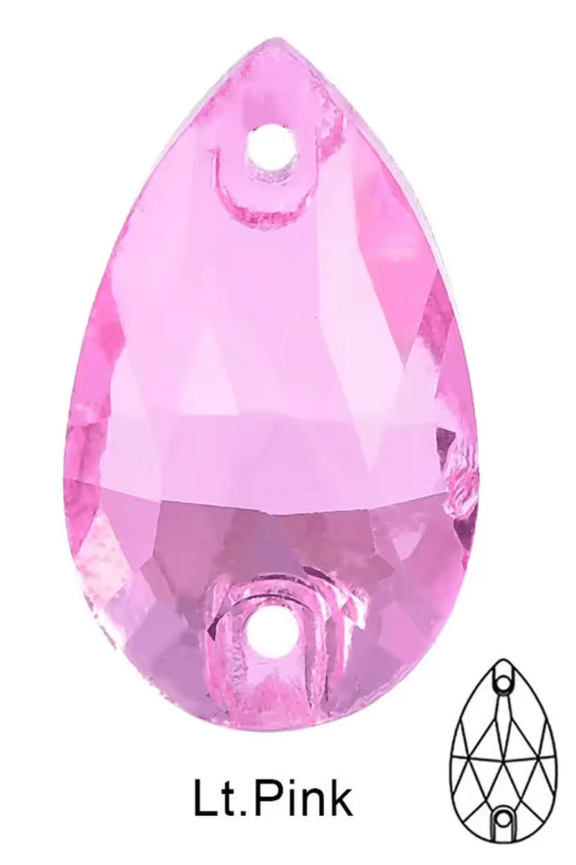 Standard Light Pink Glass Teardrop Rhinestones & Flatbacks