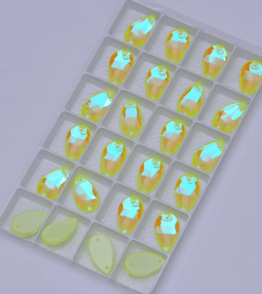 Electric Yellow DeLite Teardrops - Glass Rhinestones & Flatbacks