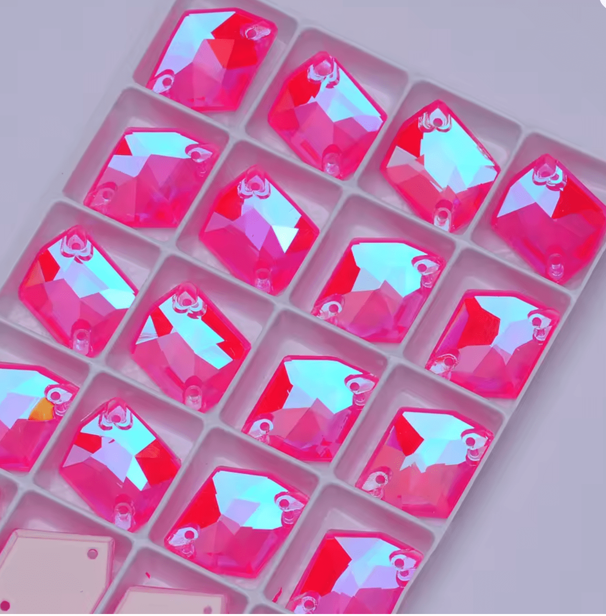 Pink Delite Glass Squashed Square Rhinestones & Flatbacks