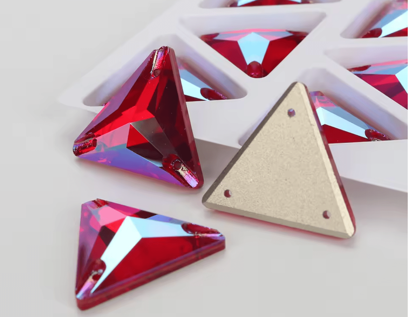 Premium Ultra Glass Siam AB Triangles Rhinestones & Flatbacks