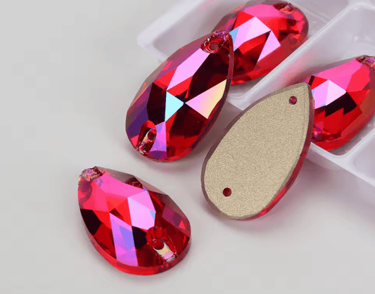 Premium Ultra Glass Siam AB Teardrops Rhinestones & Flatbacks
