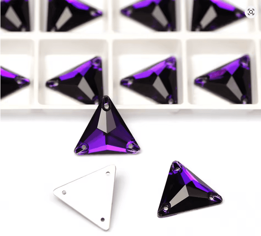 Premium Ultra Glass Royal Purple Triangles Rhinestones & Flatbacks