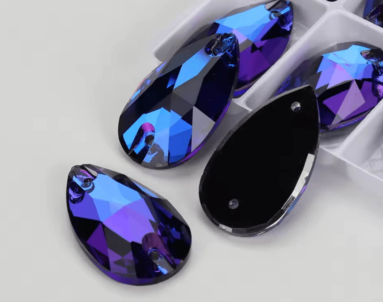 Premium Ultra Glass Bermuda Blue Tear Drops Rhinestones & Flatbacks