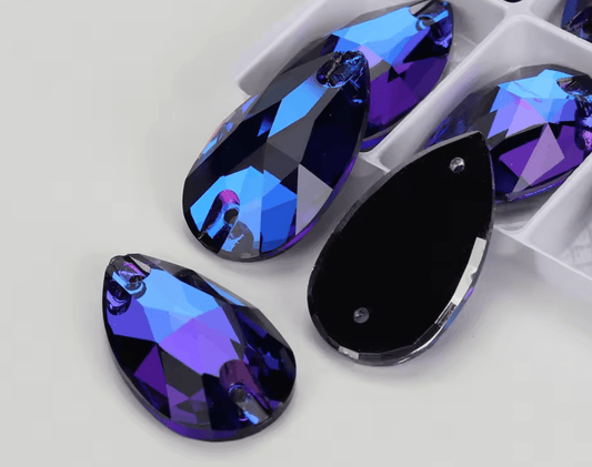 Premium Ultra Glass Bermuda Blue Tear Drops Rhinestones & Flatbacks