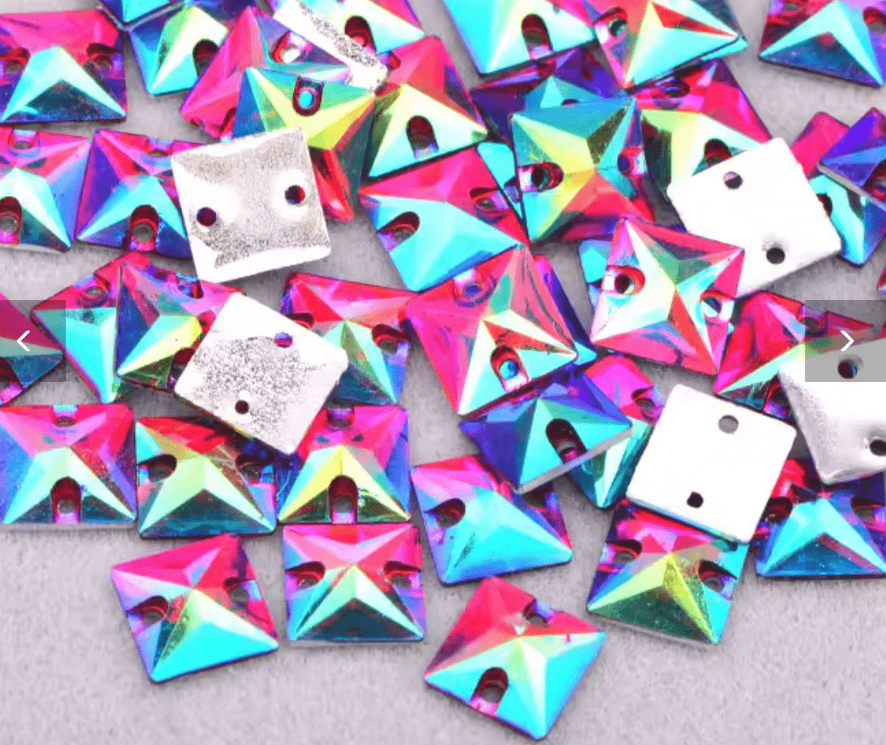 Siam AB Resin Square & Teardrop Rhinestones & Flatbacks