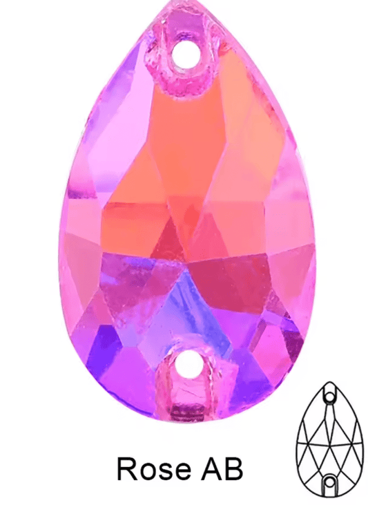 Standard Light Rose AB Glass Teardrop Rhinestones & Flatbacks