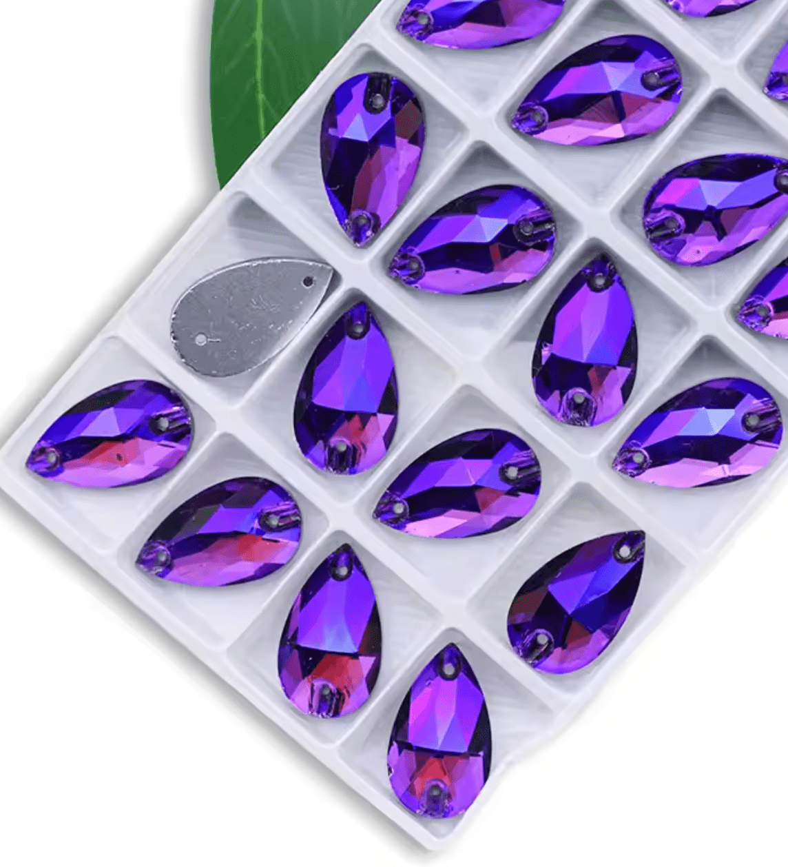 Standard Violet AB Glass Teardrop Rhinestones & Flatbacks