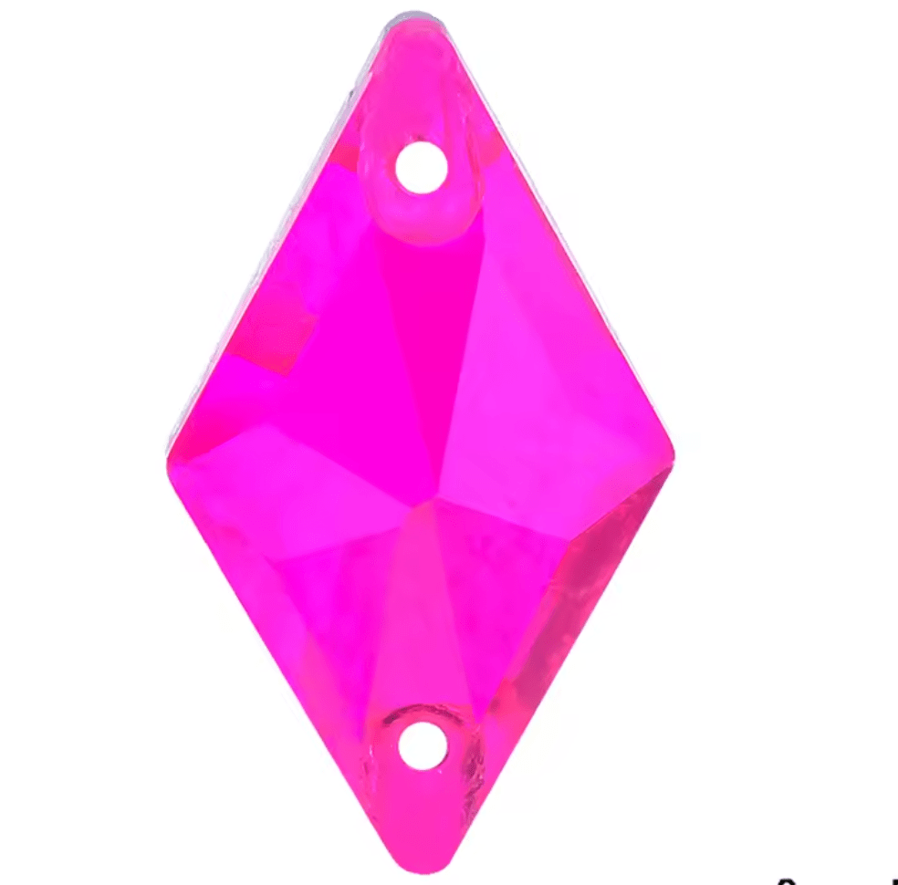 Standard Hot Pink Glass Rhombus Rhinestones & Flatbacks