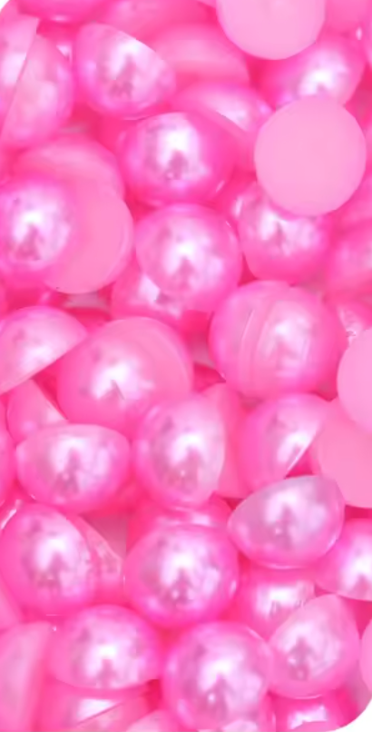 Hot Pink Matt Flatback Pearls Rhinestones & Flatbacks