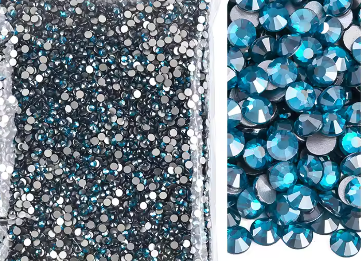 Peacock Blue Satin Glass Rhinestones Rhinestones & Flatbacks