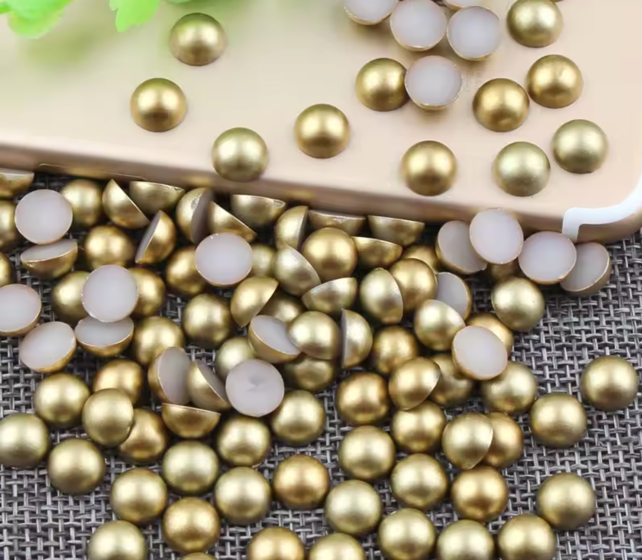 Matt Gold Flatback Pearls Rhinestones & Flatbacks