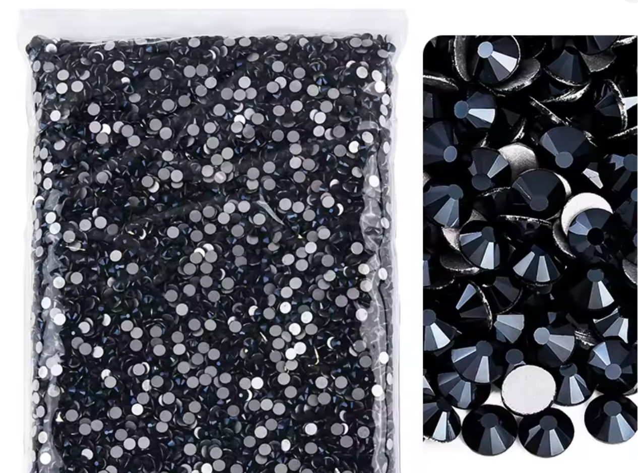 Black Satin Glass Rhinestones Rhinestones & Flatbacks