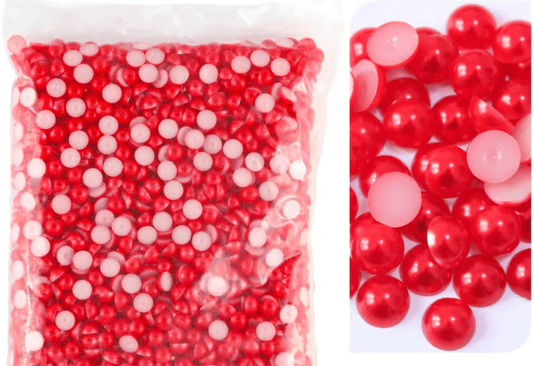 Red Matt Flatback Pearls Rhinestones & Flatbacks