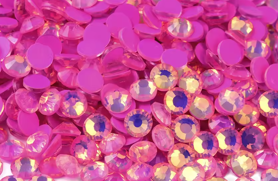 Dark Pink Luminous Opal Glass Rhinestones