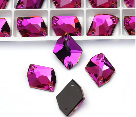Premium Heliotrope Purple Glass Squashed Square Rhinestones & Flatbacks