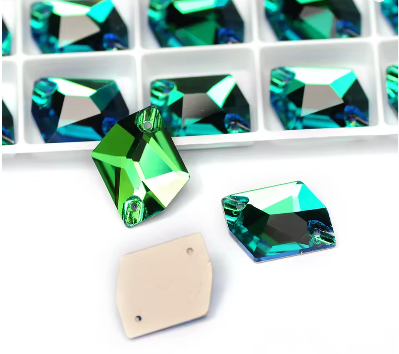 Premium Glass Peridot Squashed Square Rhinestones & Flatbacks