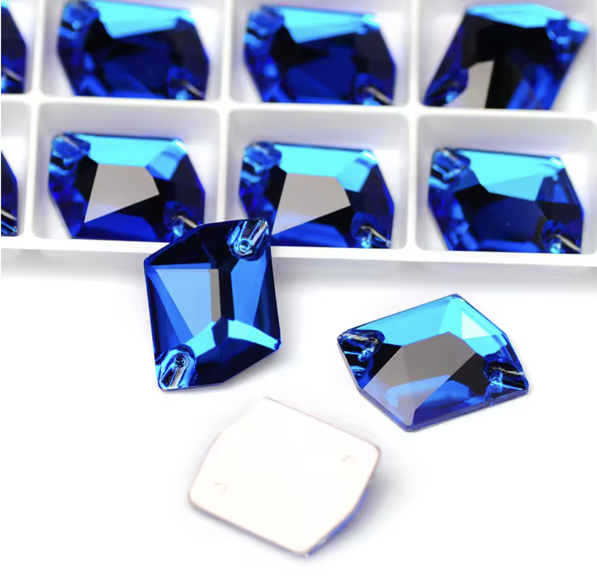 Premium Capri Blue Glass Squashed Square