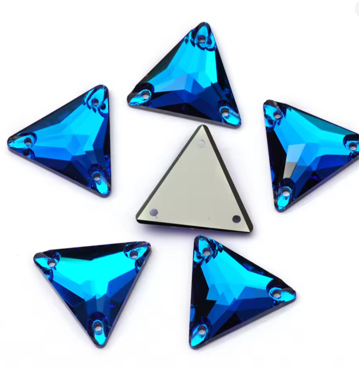 Premium Blue Zircon Glass Triangles Rhinestones & Flatbacks