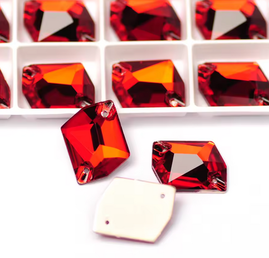 Premium Siam Glass Squashed Square Rhinestones & Flatbacks