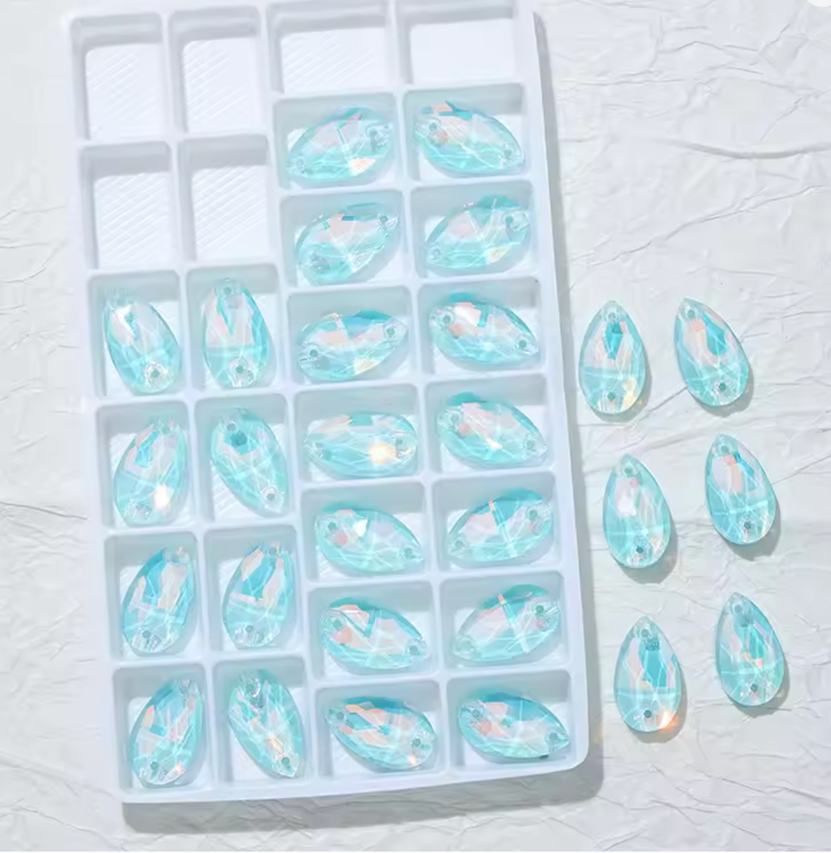 Mocha Aquamarine Opal Tear Drops - Glass Rhinestones & Flatbacks