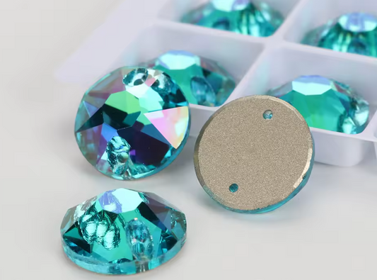 Aquamarine AB Rivoli Glass Rhinestones & Flatbacks