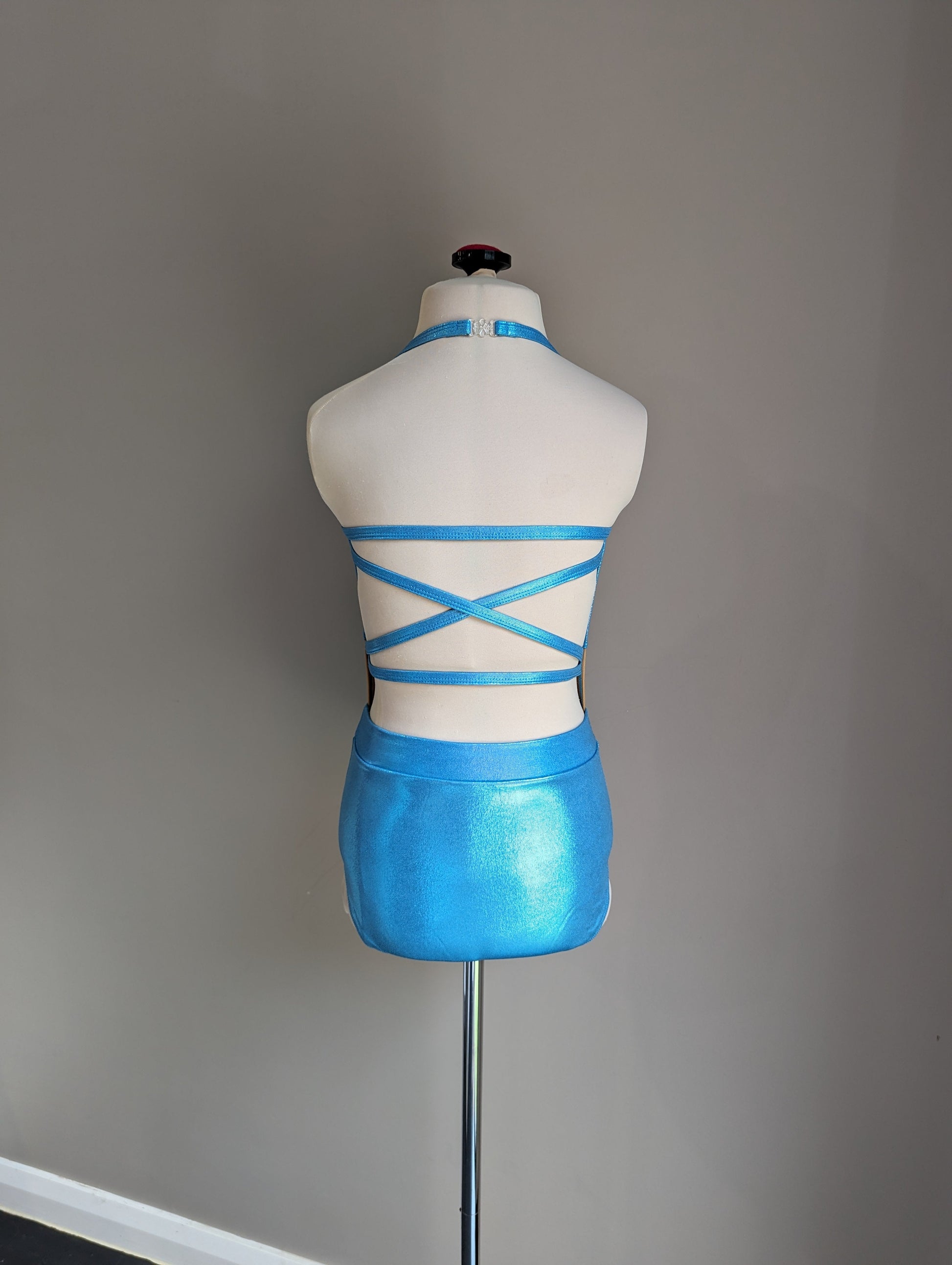 Blossom Leotard Base Costume - Blue Hologram - Dazzle Me Dancewear