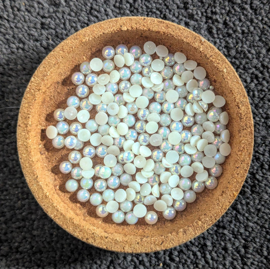 Dark Ivory AB Flatback Pearls Rhinestones & Flatbacks